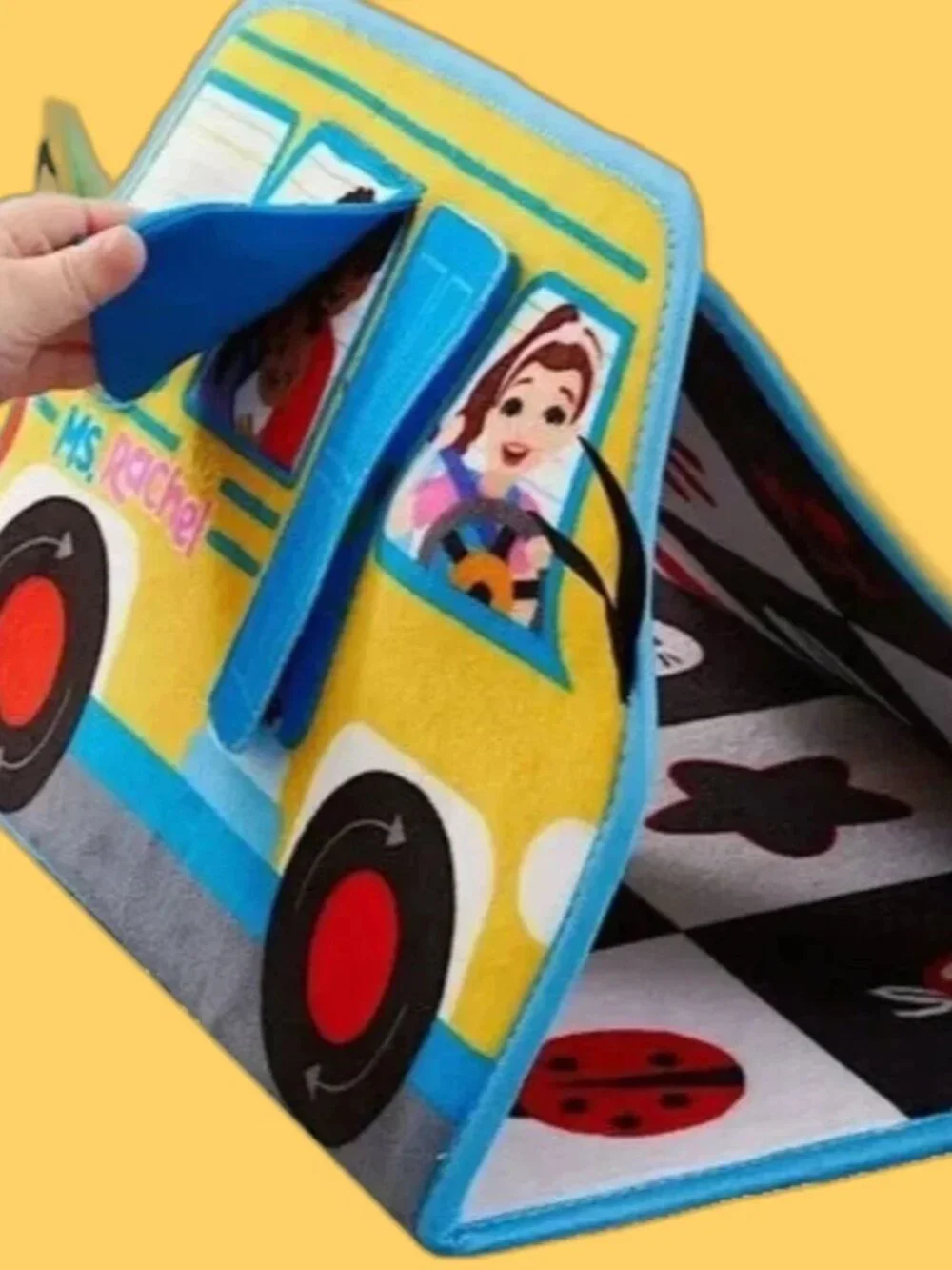 Ms. Rachel Tummy Time Plush Activity School Bus Baby Playmat NEW